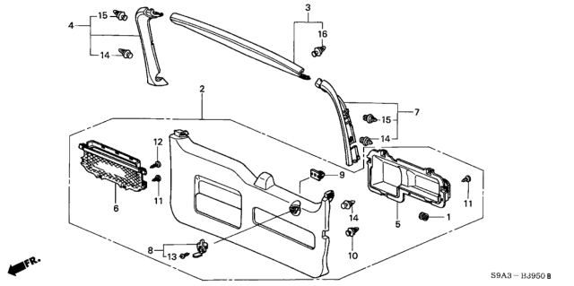 2003 Honda CR-V Lining Assy., Tailgate (Lower)*YR202L* (DARK SADDLE) Diagram for 84431-SCA-003ZB