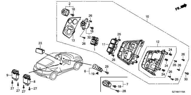 2012 Honda CR-Z Bulb, Neo-Wedge (14V 65Ma) Diagram for 35871-SZT-L61