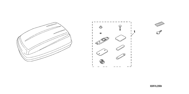 2014 Honda Ridgeline Roof Rack Box (Short) Diagram