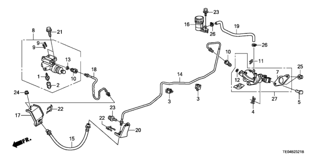 2009 Honda Accord Pipe B, Clutch Diagram for 46970-TE1-A01