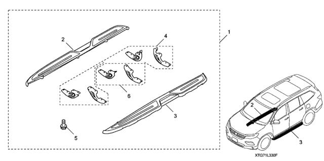 2021 Honda Pilot Running Boards (Die Cast) Diagram