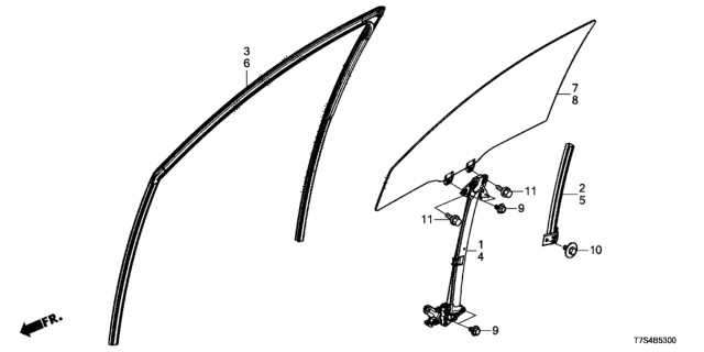 2019 Honda HR-V Front Door Glass  - Regulator Diagram