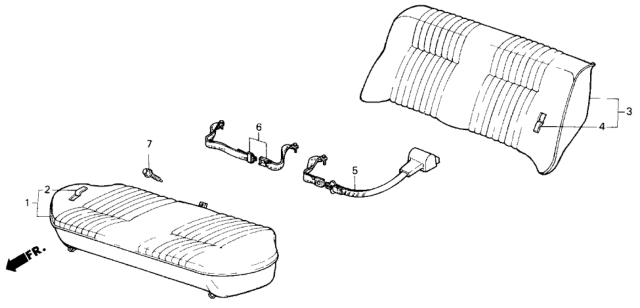 1984 Honda Civic Rear Seat - Seat Belt Diagram