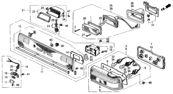 1991 Honda Civic Cover & Wire, R. Diagram for 33702-SH4-A01