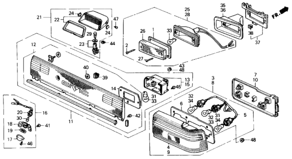 1991 Honda Civic Light Assy., License Diagram for 34100-SH3-A01