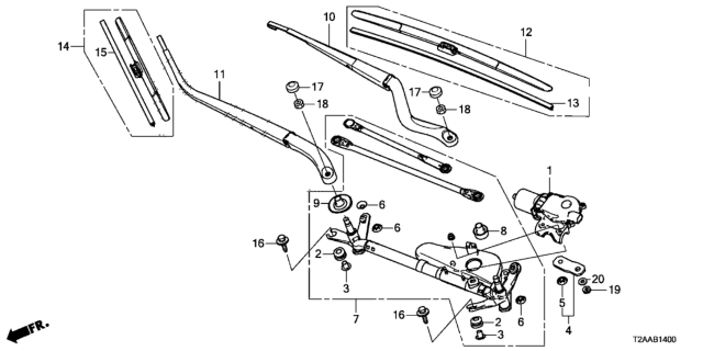 2017 Honda Accord Front Windshield Wiper Diagram