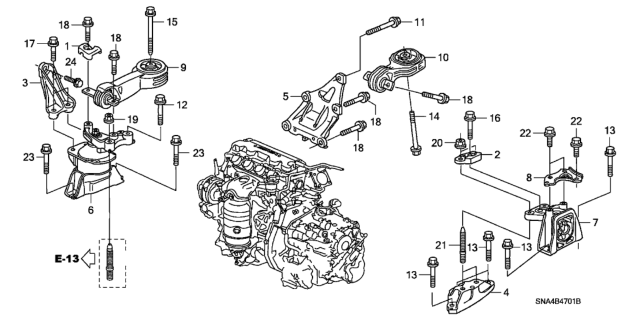 2007 Honda Civic Engine Mounts Diagram