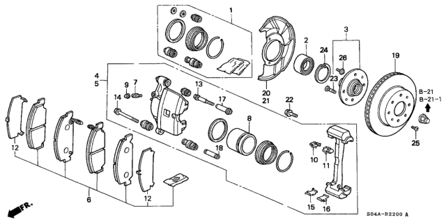 2000 Honda Civic Front Brake Diagram