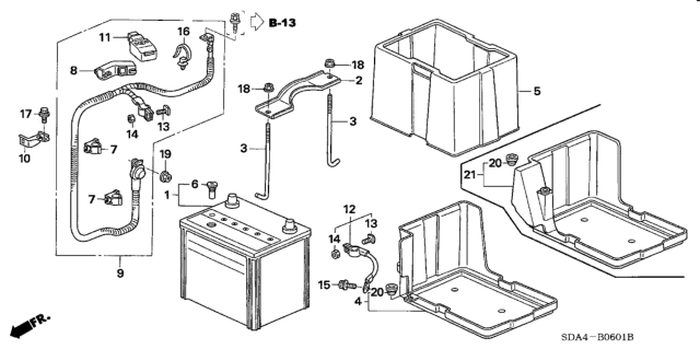 2006 Honda Accord Cable Assembly, Starter Diagram for 32410-SDB-A01