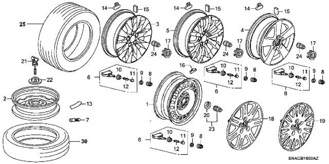 2011 Honda Civic Tire, Wheel (205/55R16) (Goodyear Eagle Rs-A) Diagram for 42751-GYR-036