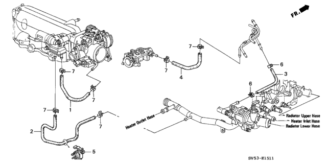 1996 Honda Accord 5 Door LX KA 5MT Water Hose Diagram