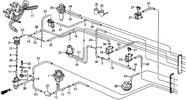 1987 Honda CRX 2 Door HF KH 5MT MT No. 1 Tubing Diagram