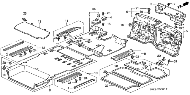 2002 Honda Odyssey Floor Mat Diagram