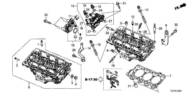 2018 Honda Pilot Rear Cylinder Head Diagram