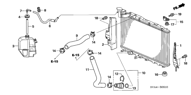 2008 Honda Civic Radiator Hose - Reserve Tank (1.8L) Diagram