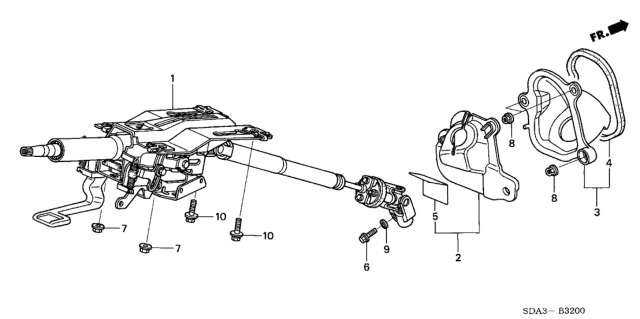 2005 Honda Accord Cover, Steering Joint Diagram for 53320-SDR-A01