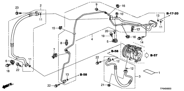 2012 Honda Crosstour A/C Hoses - Pipes (V6) Diagram