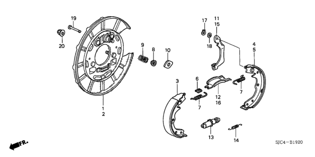 2006 Honda Ridgeline Parking Brake Shoe Diagram