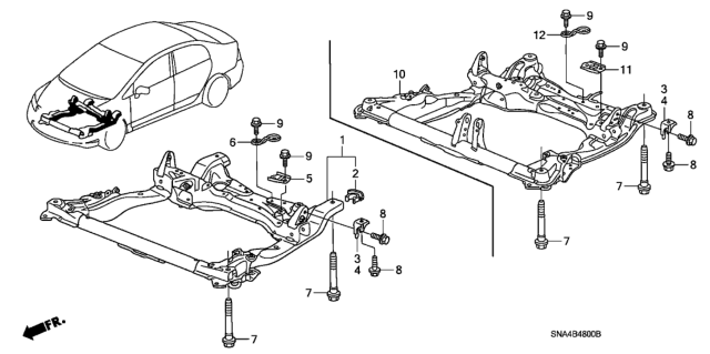 2007 Honda Civic Front Sub Frame Diagram