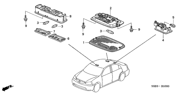2003 Honda Civic 4 Door MX (HYBRID) KL CVT Interior Light Diagram