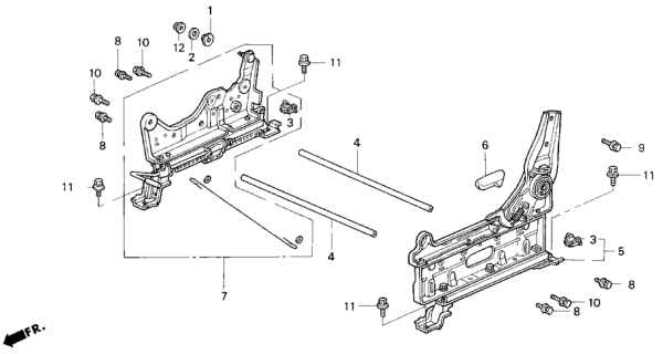1996 Honda Odyssey 5 Door LX (6 SEATS) KA 4AT Left Front Seat Components (Manual) Diagram