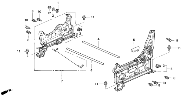 1997 Honda Odyssey Adjuster, L. Slide (Inner) Diagram for 81670-SX0-003