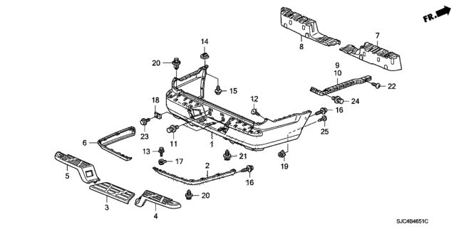 2010 Honda Ridgeline Spoiler, Left Rear Bumper Air (Bumper Dark Gray) Diagram for 71556-SJC-A00ZA