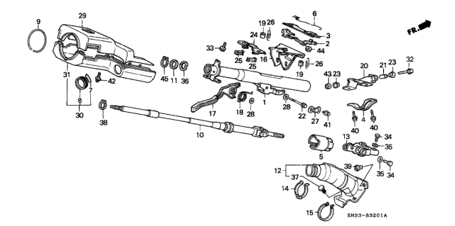 1989 Honda Civic Cover, Column (Upper) (Black) Diagram for 77351-SH3-A03ZA