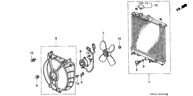 1992 Honda Civic Radiator (Denso) Diagram