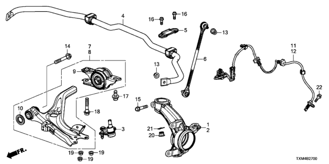 2020 Honda Insight Lower Arm Complete, Front Diagram for 51360-TXM-A00
