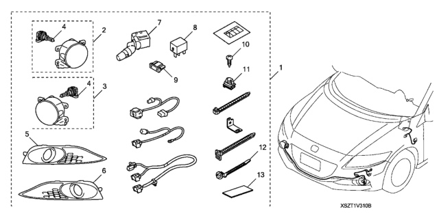 2014 Honda CR-Z 3 Door BASE KA CVT Foglights Diagram