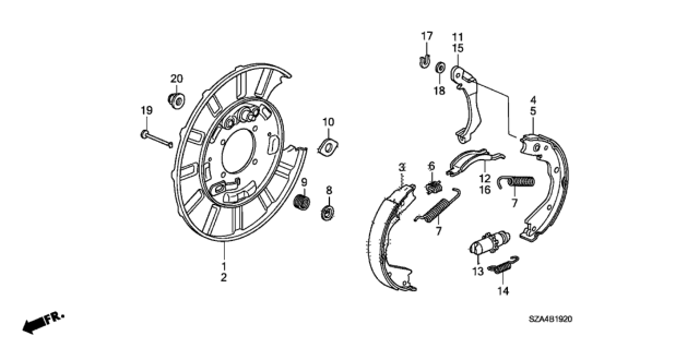 2014 Honda Pilot 5 Door EX-L (4WD/LEATHER/RES) KA 5AT Parking Brake Shoe Diagram