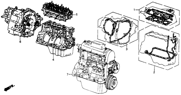 1975 Honda Civic 2 Door ** (1500) KA HMT Gasket Kit - Engine Assy.  - Transmission Assy. Diagram