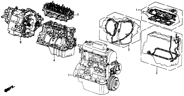 1977 Honda Civic Gasket Kit - Engine Assy.  - Transmission Assy. Diagram