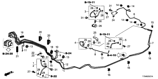 2019 Honda HR-V Set, Front Brake Hose Diagram for 01465-T7W-A00