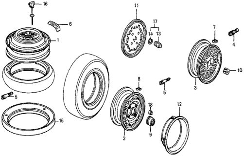 1983 Honda Prelude 2 Door DX KH 5MT Wheels Diagram