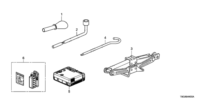 2016 Honda Civic Tools - Jack Diagram