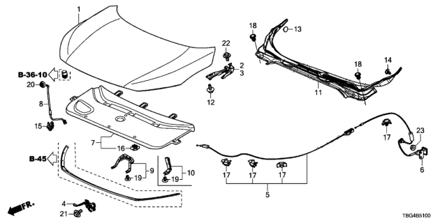 2019 Honda Civic Engine Hood Diagram