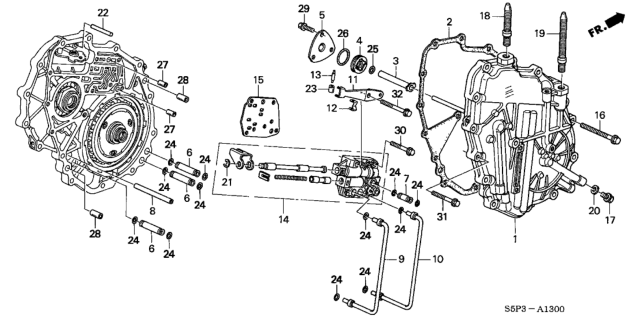 2002 Honda Civic CVT Right Side Cover Diagram