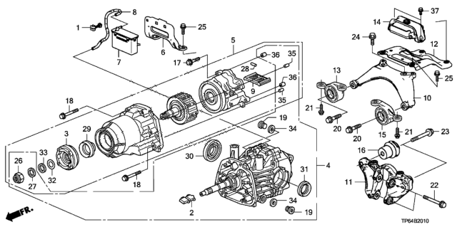 2012 Honda Crosstour Rubber, L. RR. Differential Mounting Diagram for 50740-STX-A01