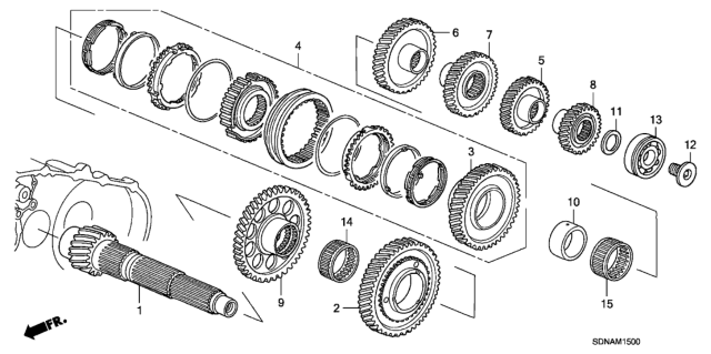 2007 Honda Accord Countershaft Diagram for 23221-PYZ-000