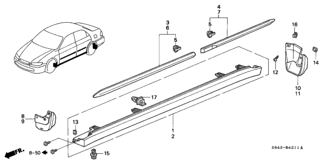 1999 Honda Accord Garnish Assy., R. Side Sill *Rp25P* (DARK CURRANT PEARL) Diagram for 71800-S84-A10ZF