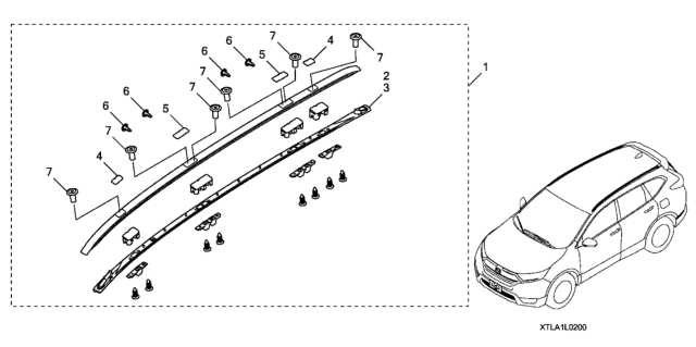 2020 Honda CR-V Hybrid Roof Rails Diagram