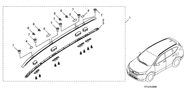 2021 Honda CR-V Hybrid Roof Rails Diagram