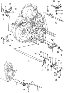 1985 Honda Accord AT Control Lever - Throttle Valve Shaft Diagram