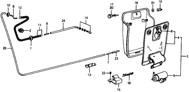 1975 Honda Civic Rear Window Washer & Motor Diagram