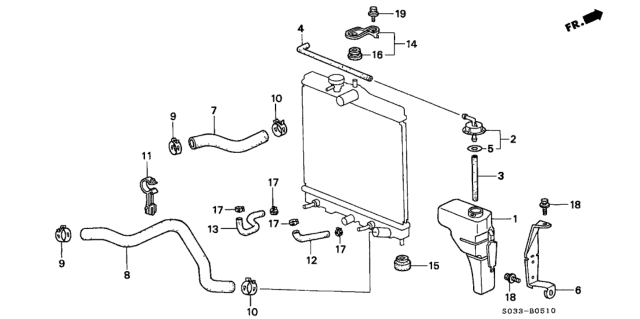 1998 Honda Civic 3 Door CX KA 4AT Radiator Hose Diagram