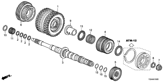 2016 Honda Accord AT Mainshaft - Clutch (3rd-6th) (V6) Diagram