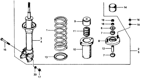 1975 Honda Civic 3 Door ** (1500) KA HMT Rear Shock Absorber Diagram