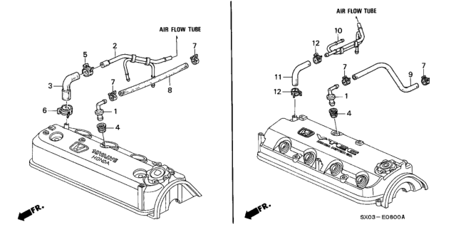 1998 Honda Odyssey 5 Door LX (6 SEATS) KA 4AT Breather Tube Diagram